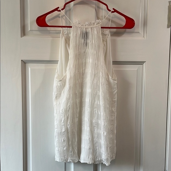 HD in Paris Anthropologie White Silk Shadow Pane V Neck Blouse Tank Top - Size 4 - Picture 10 of 12